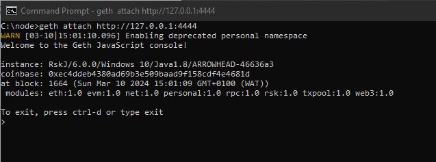 Running Geth Attach